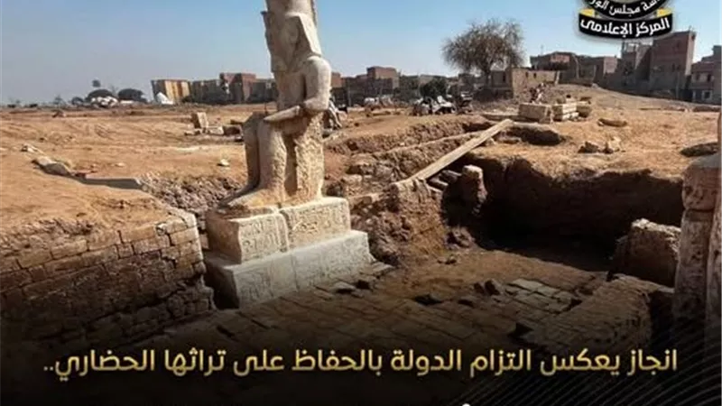 البعثة المصرية الأمريكية تنتهي من أعمال ترميم وإقامة تمثال الملك رمسيس الثاني في المنيا