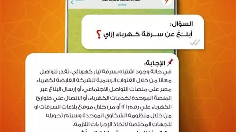 الشركة القابضة لكهرباء مصر توضح طرق الإبلاغ عن سرقة الكهرباء
