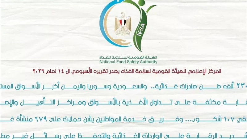 سلامة الغذا: 230 ألف طن صادرات غذائية.. والسعودية وسوريا واليمن أكبر الأسواق المستقبلة