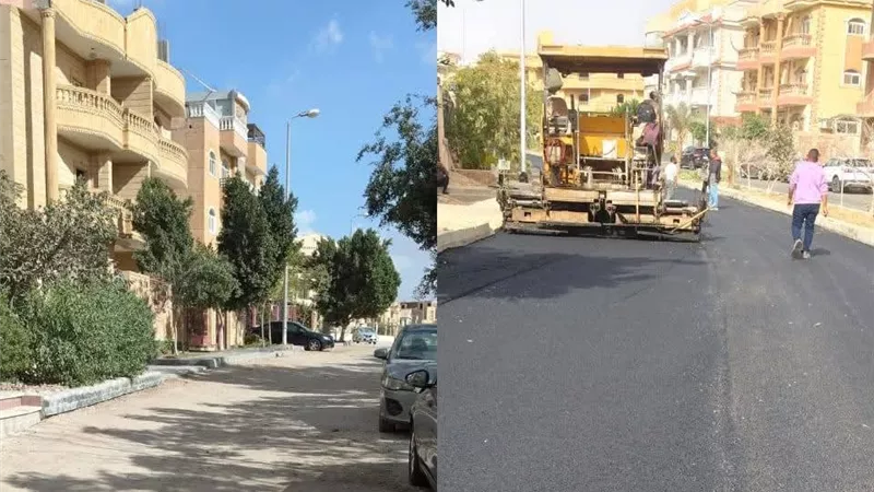 استمرار أعمال مشروعات تطوير ورفع كفاءة الطرق الجارية بمدينة العبور 