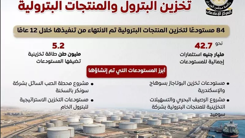 معلومات الوزراء: 84 مستودعًا لتخزين المنتجات البترولية باستثمارات 42.7 مليار جنيه خلال 12 عامًا
